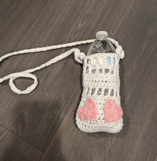 White heart water bottle holder