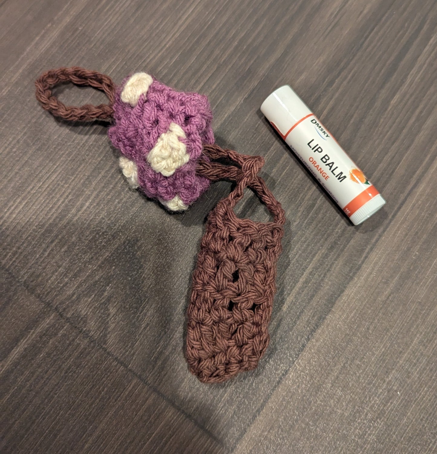 Mushroom chapstick keychain