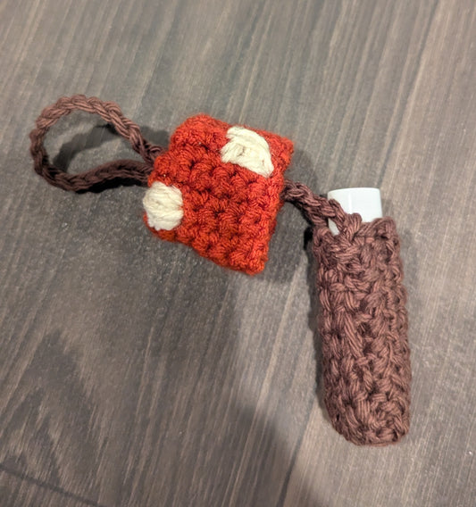 Mushroom chapstick keychain